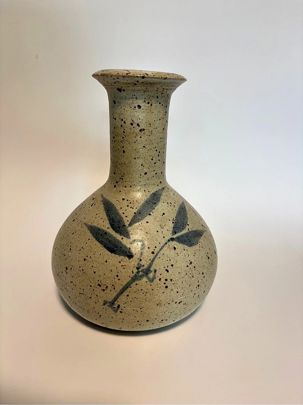 Vintage Studio Art Pottery Speckled Bud Vase 8"